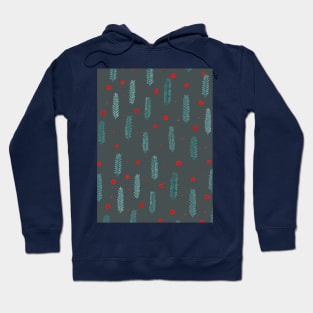 Christmas branches and dots - gray and eucalipt Hoodie